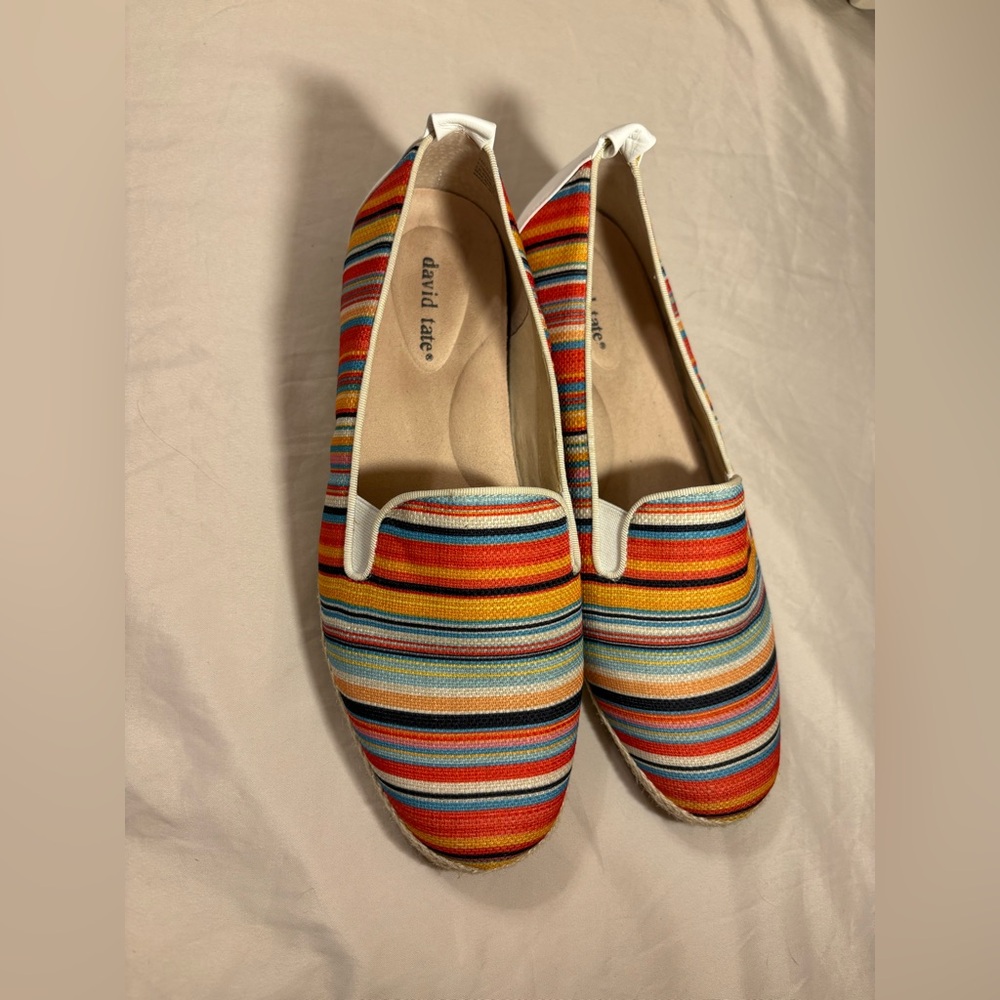 David Tate Colorful Striped Flats Size 10W